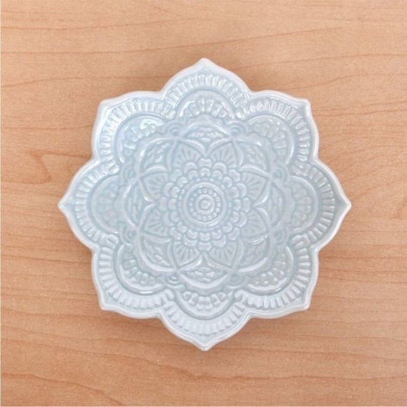Indie Mandala Floral Blue Boho Hamsa Jewelry Trinket Ring Dish Ceramic Holder - Picture 5 of 8